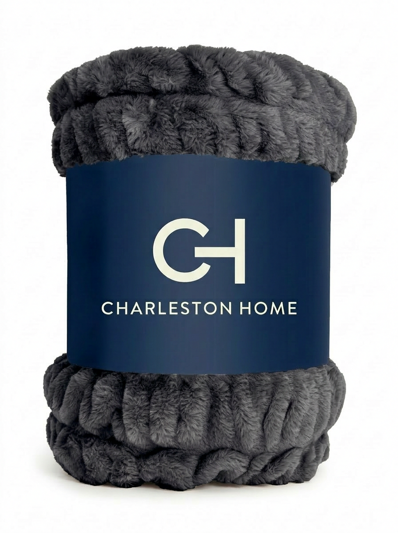 The Smoke Ruched Faux Fur Throw