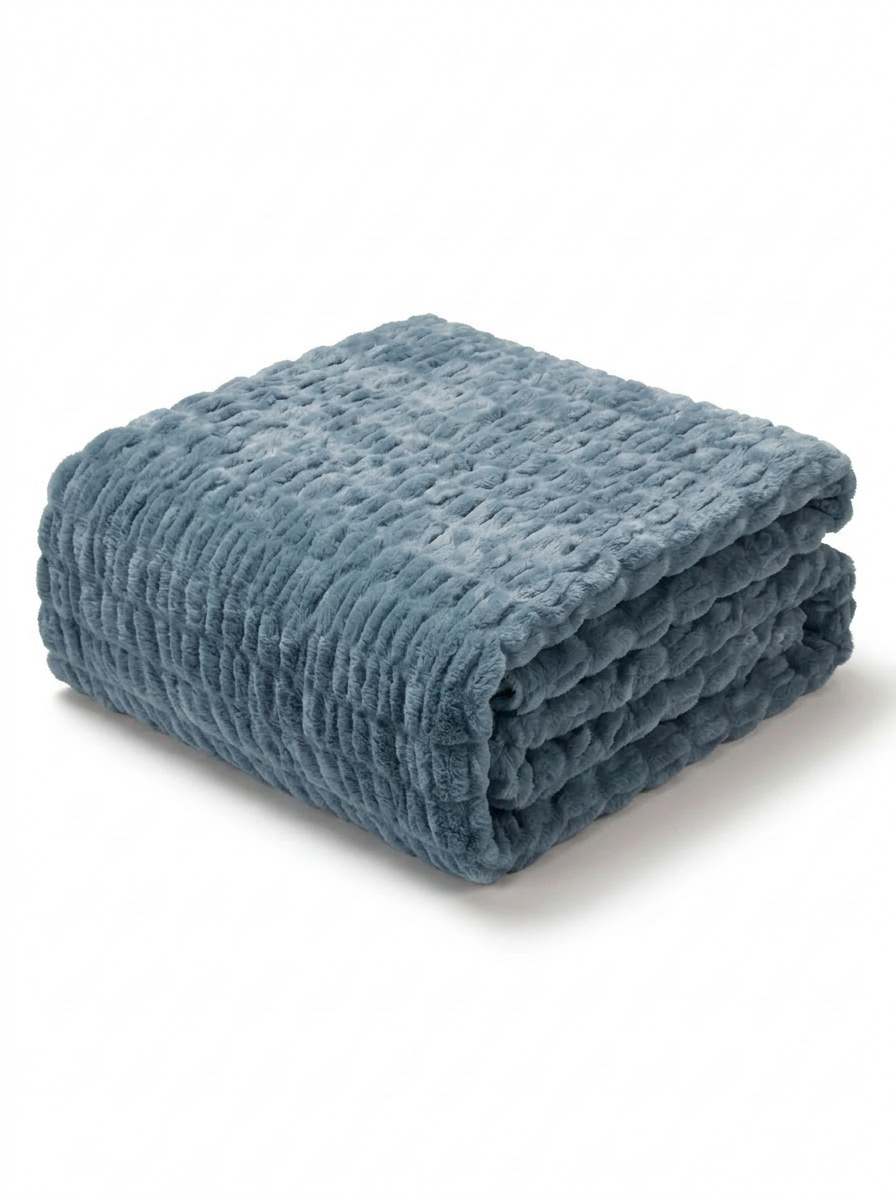 The Steel Ruched Faux Fur Throw