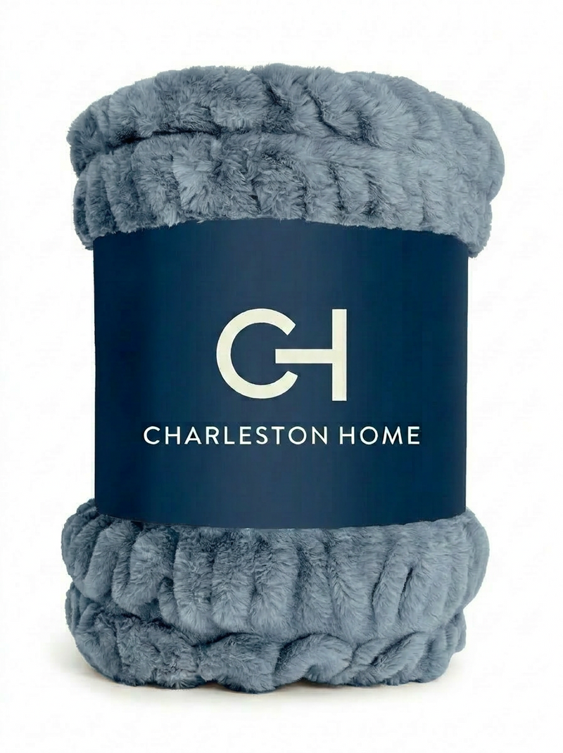 The Steel Ruched Faux Fur Throw