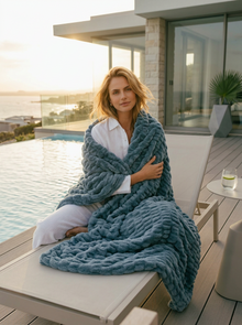 The Steel Ruched Faux Fur Throw